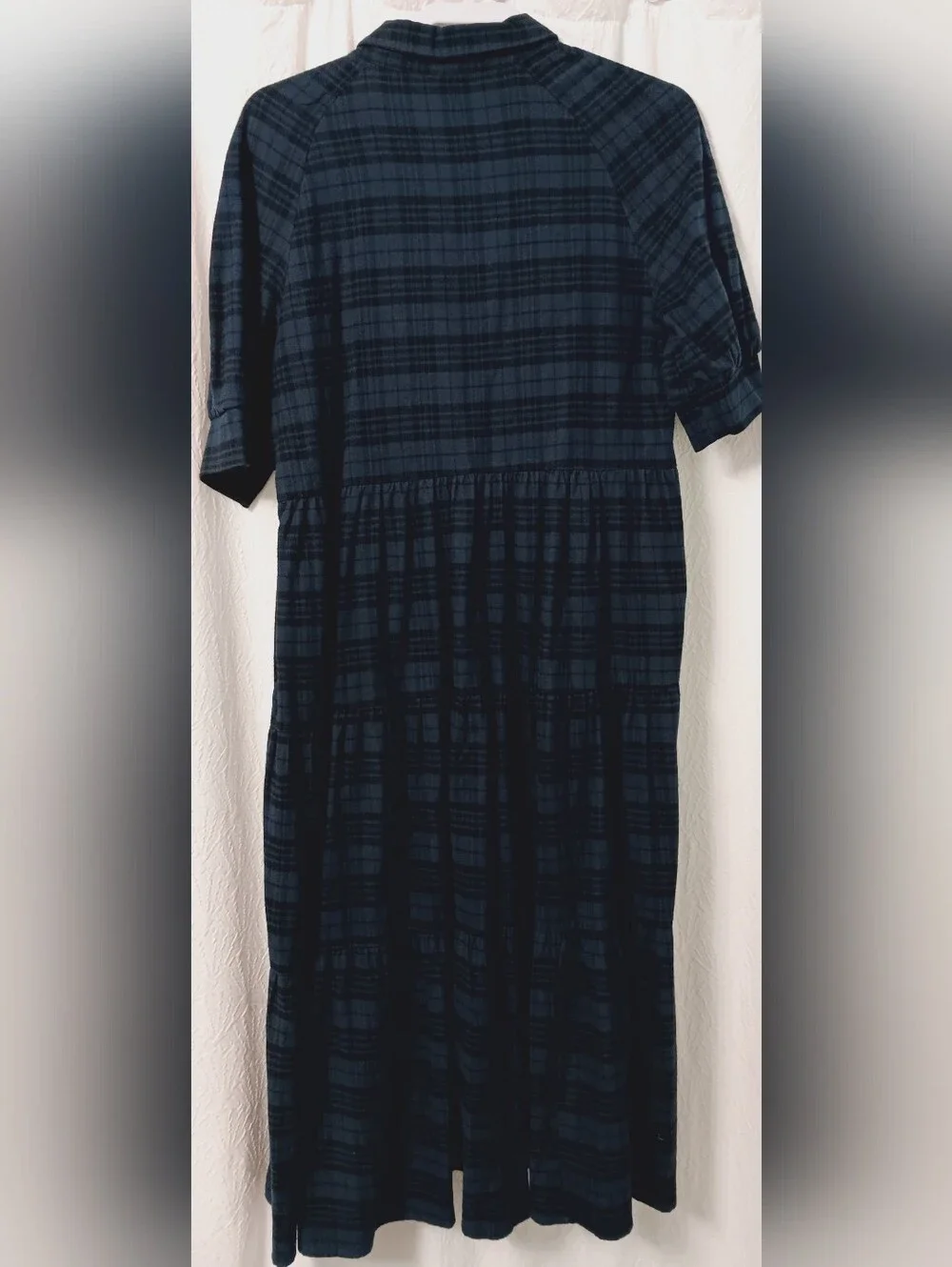Natural Life Blue Plaid Tiered Midi Dress with Pockets Size M - Picture 8 of 12